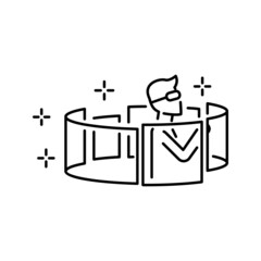 Avatar in metaverse. Thin line icon. Settings, choosing appearance. Pixel perfect, editable stroke. Vector illustration. virtual monitor or hologram. VR and virtual reality