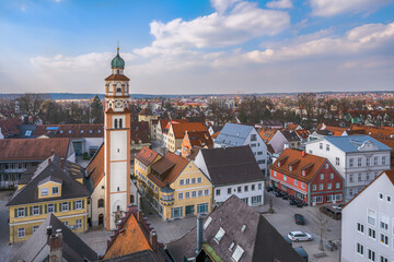 Aerial view over the city of Schrobenhausen