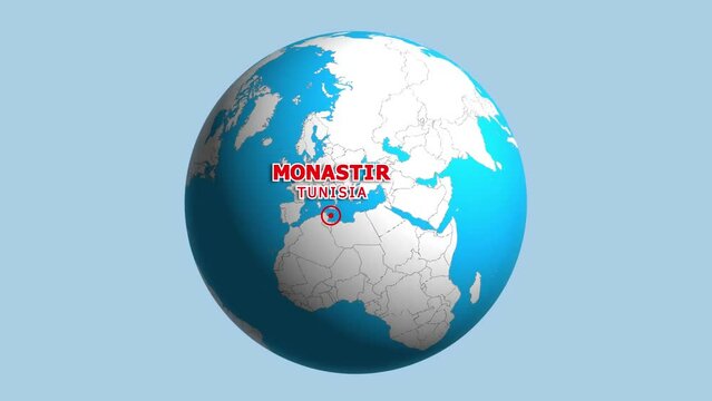 TUNISIA MONASTIR ZOOM IN FROM SPACE