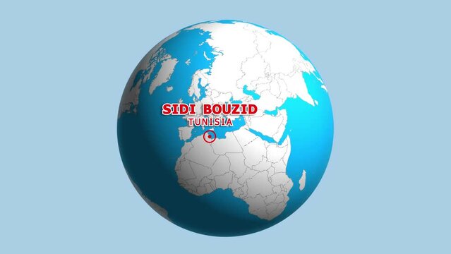 TUNISIA SIDI BOUZID ZOOM IN FROM SPACE