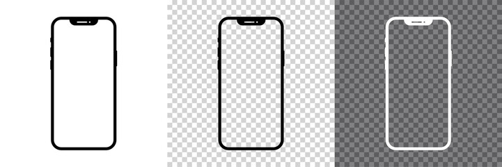 Smartphone templates set. Phone mockup with empty and white screen. Vector EPS 10