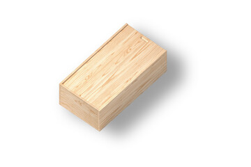 Wooden box mockup isolated on white background. 3d rendering.