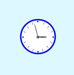 Wall clock icon, timer on blue background. Business hours. Flat design style, template for your project