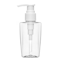 Cosmetic bottles with dispenser or sprayer isolated on white background. Bottle for ketchup,...