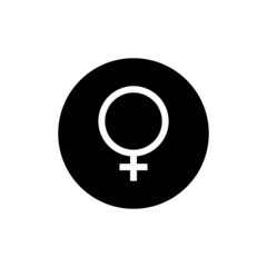 Fototapeta na wymiar Female gender icon in black round