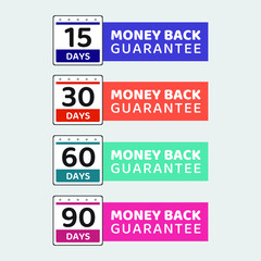 15 30 60 90 days money back guarantee vector illustation
