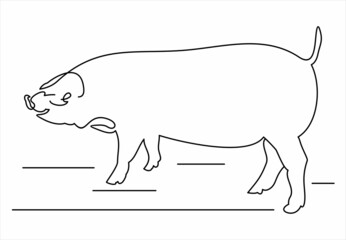 pig icon, piggy silhouette linear sign isolated on white background