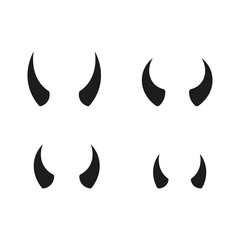 Devil horns set icon. Vector. Flat design.