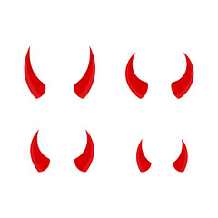 Devil horns set icon. Vector illustration.