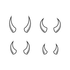 Devil horns set icon. Vector. Line style.