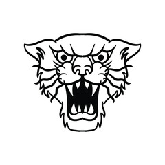 hand drawn wild cat head doodle illustration for tattoo stickers poster etc