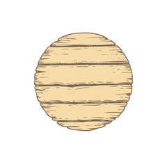 Hand drawn sketch style wooden signboard. Wooden round plank. Best for invitations, game, blogs design. Vector color illustration.