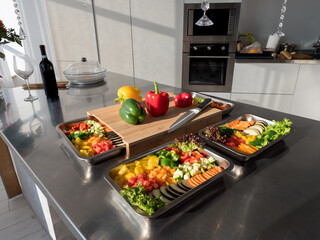 Modern kitchen with vegetables