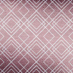 Pink Art Deco background. Texture with silver geometric pattern. Scrapbook 20s paper