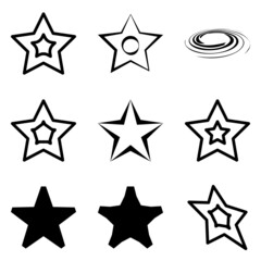 Stars2 Flat Icon Set Isolated On White Background