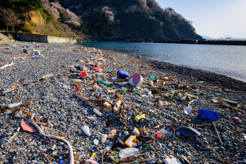 常神半島　神子の海水浴場に漂着する海のゴミ