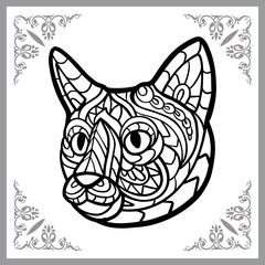 cat head zentangle arts, isolated on white background