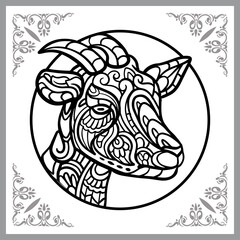 Goat head zentangle arts, isolated on white background
