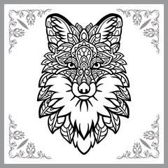 Fox head zentangle arts. isolated on white backgrond  