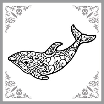 dolphin head zentangle arts, isolated on white background