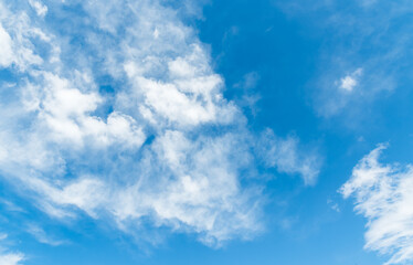 Abstract background of blue sky with white clouds.