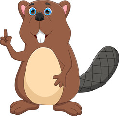 cute beaver cartoon on white background © lawangdesign