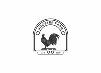 rooster farm logo template in white background