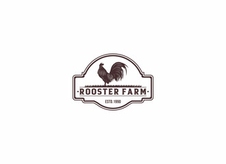 rooster farm logo template in white background