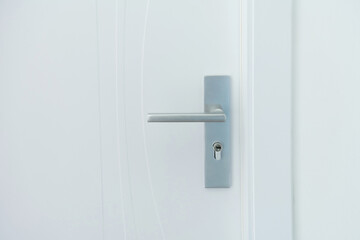 Close up of white door with a handle
