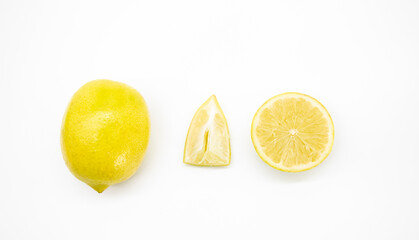 Lemon pieces isolated on white background