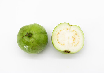 guava fruit isolated on white background. top view