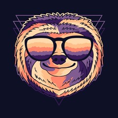 Sloth colorful wearing a eyeglasses vector illustration © andypp