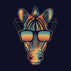 Zebra colorful wearing a eyeglasses vector illustration © andypp