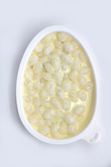 white chocolate dessert isolate on white background, selective focus