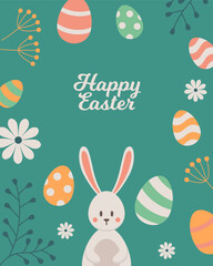 Happy easter greeting card with bunny