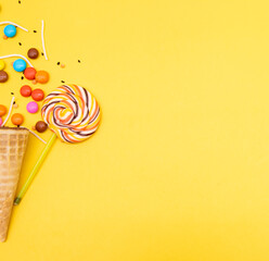 lollipop and candies isolated on background