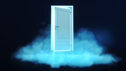 a foggy mysterious door (3d rendering)