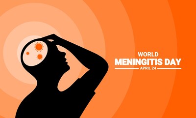 Vector illustration of World Meningitis Day themed, with silhouettes of people with headaches, which is commemorated on April 24 every year.