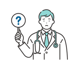 回答札（？）を持つ若い男性医師