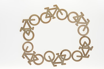 bicycle wooden shapes on a white background