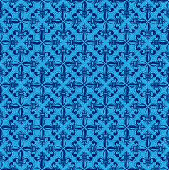 Vector illustration blue seamless background with lily (fleur de lis) for print fabric or poster