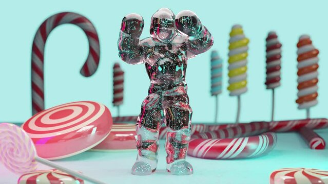 Jelly Monster Dancing clip. gelatin character,  Chicken Dance, candy, snowman, Hokey Pokey, 3d render