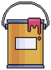 Pixel art paint can vector icon for 8bit game on white background

