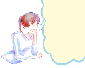 考え事をしている女性　溜息