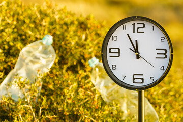 Clock ticking on polluted nature. Ecology