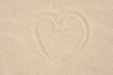Fototapeta na wymiar heart image background in sand