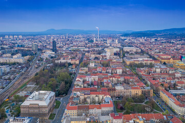 Obraz premium Spring morning in Zagreb, from air