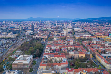 Naklejka premium Spring morning in Zagreb, from air