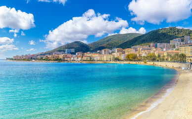 Landscape with  Saint Francois beach in Ajaccio, Corsica - 497936167
