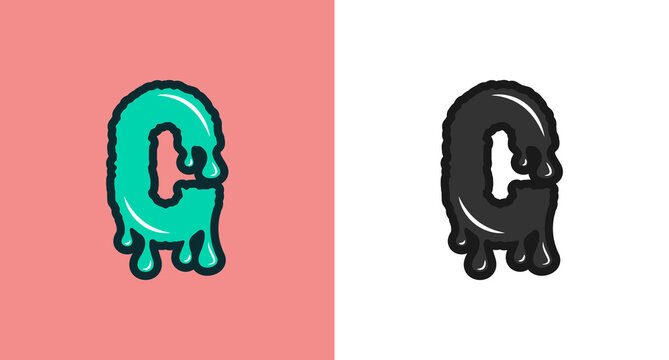 scary ,creepy ,spooky dripping letter c typography logo design